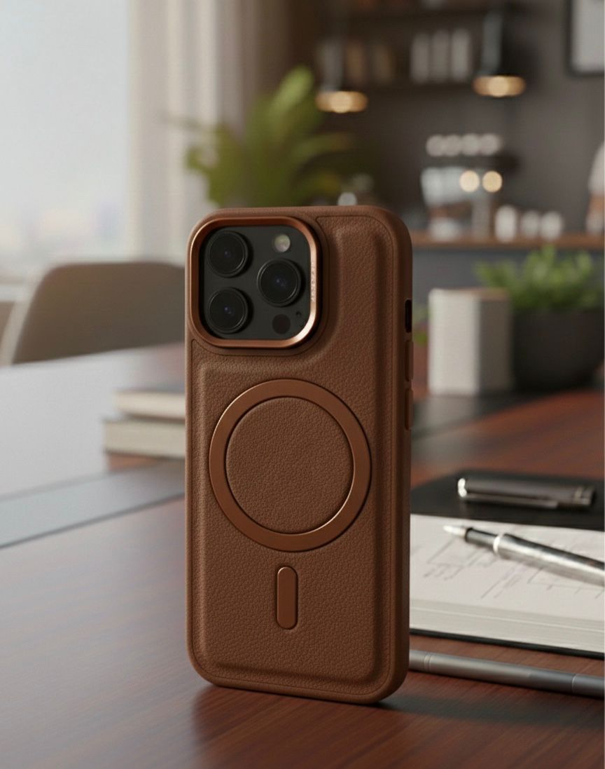 Brown Pebbled Leather MagSafe | Premium iPhone Mobile Cover Case