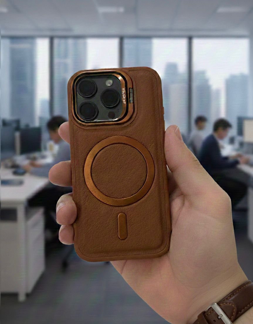 Brown Pebbled Leather MagSafe | Premium iPhone Mobile Cover Case