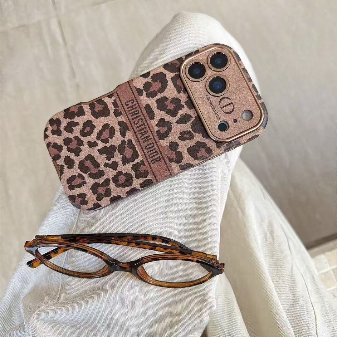 Luxury CD Designer-Inspired Premium Leather Texture |  Braided Wrist Strap | iPhone Mobile Cover Case