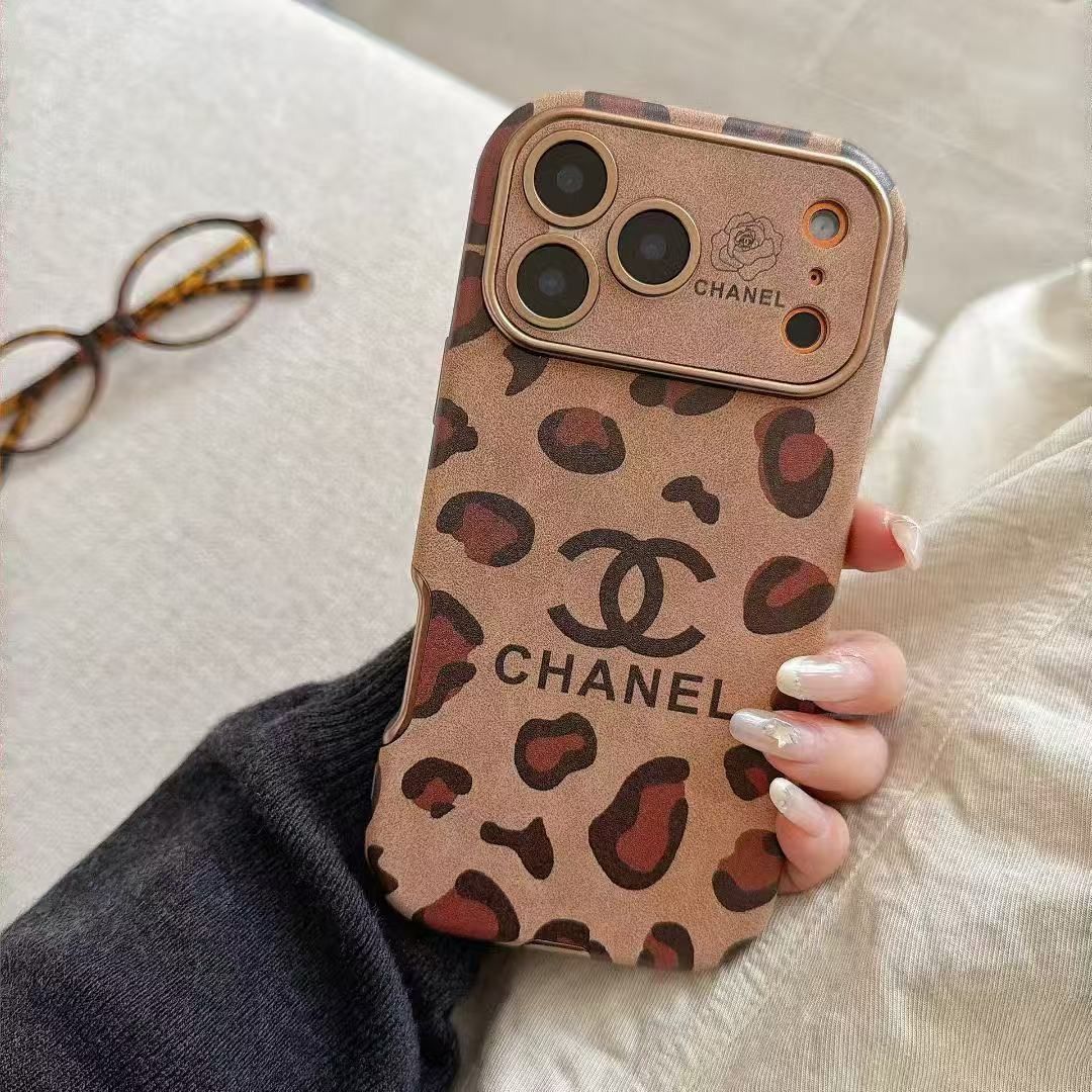 Luxury CH Designer-Inspired Premium Leather Texture |  Braided Wrist Strap | iPhone Mobile Cover Case