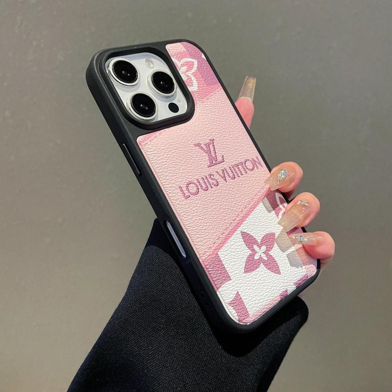 Designer-Inspired Pink Monogram Pebbled Leather | Premium iPhone Mobile Cover Case
