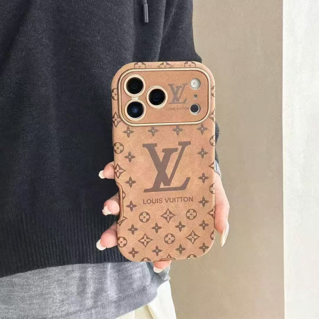 Luxury LV Designer-Inspired Premium Leather Texture |  Braided Wrist Strap | iPhone Mobile Cover Case