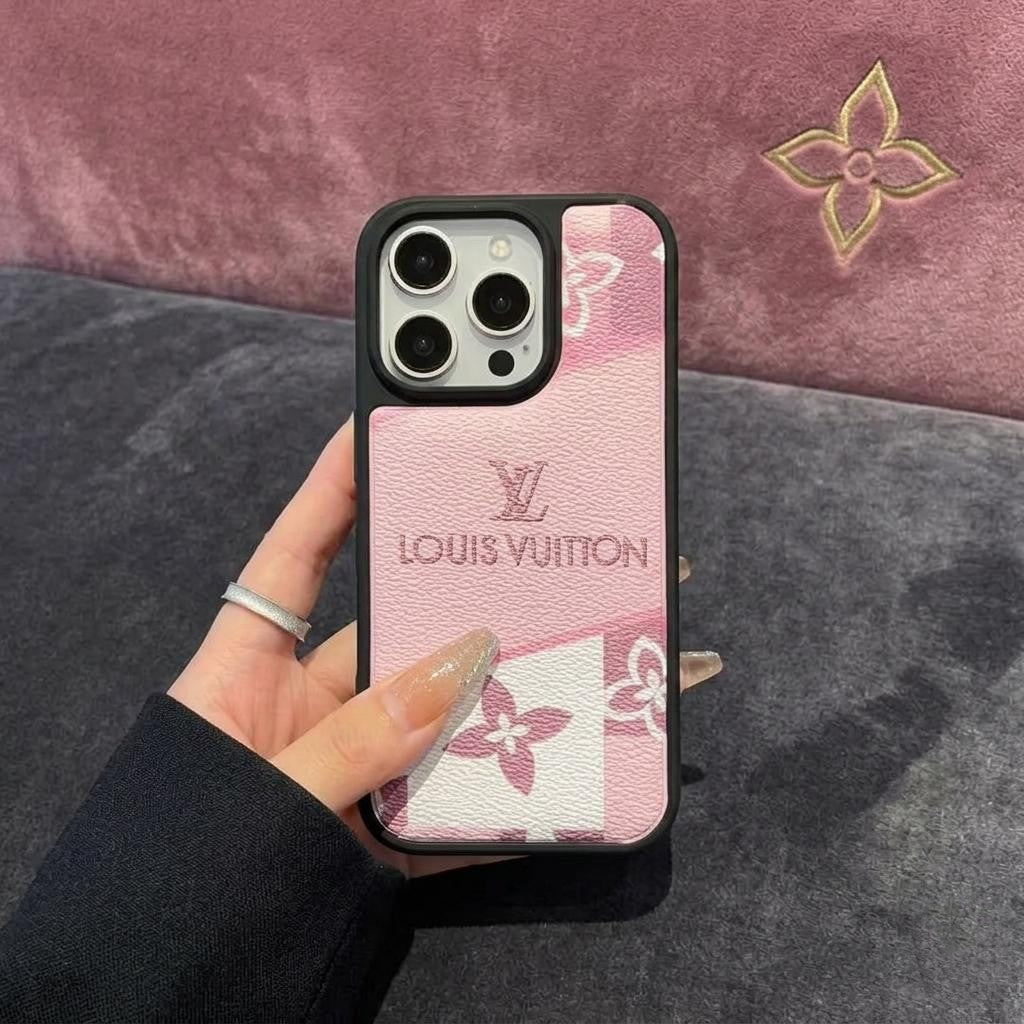Designer-Inspired Pink Monogram Pebbled Leather | Premium iPhone Mobile Cover Case