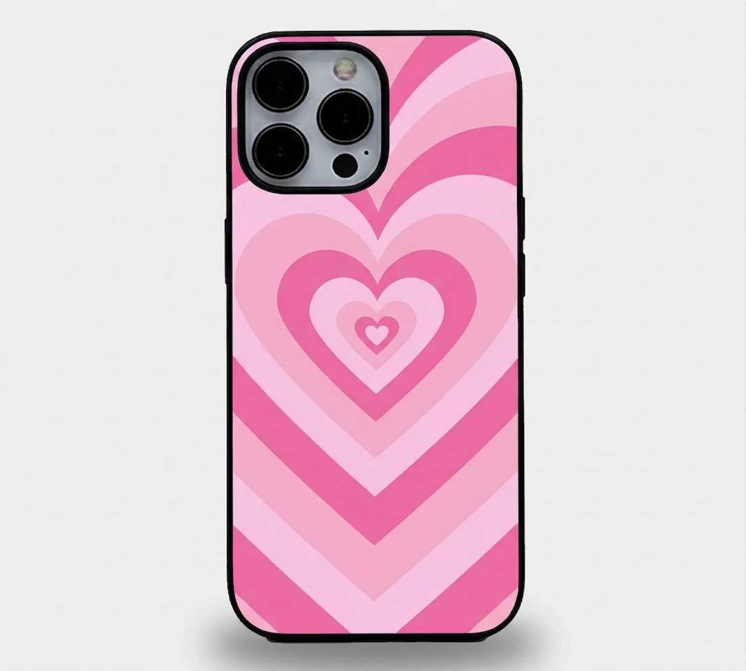 Retro Pink Layered Heart | Premium Glass iPhone & Samsung Mobile Cover Case